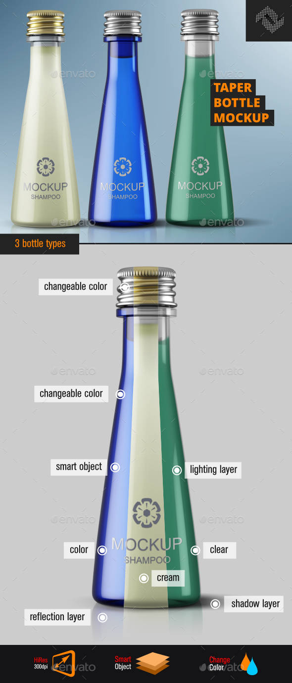 Screw Cap Taper Bottle Mockup