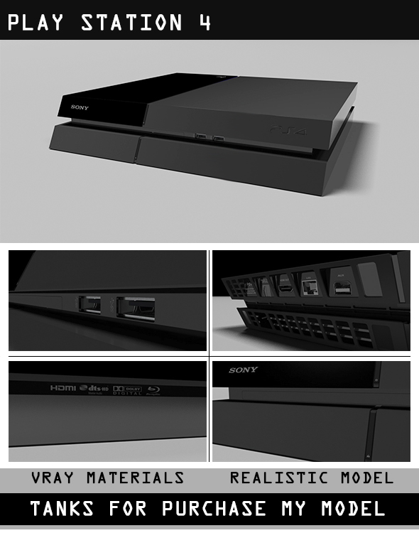 Play Station 4 Model - 3DOcean Item for Sale