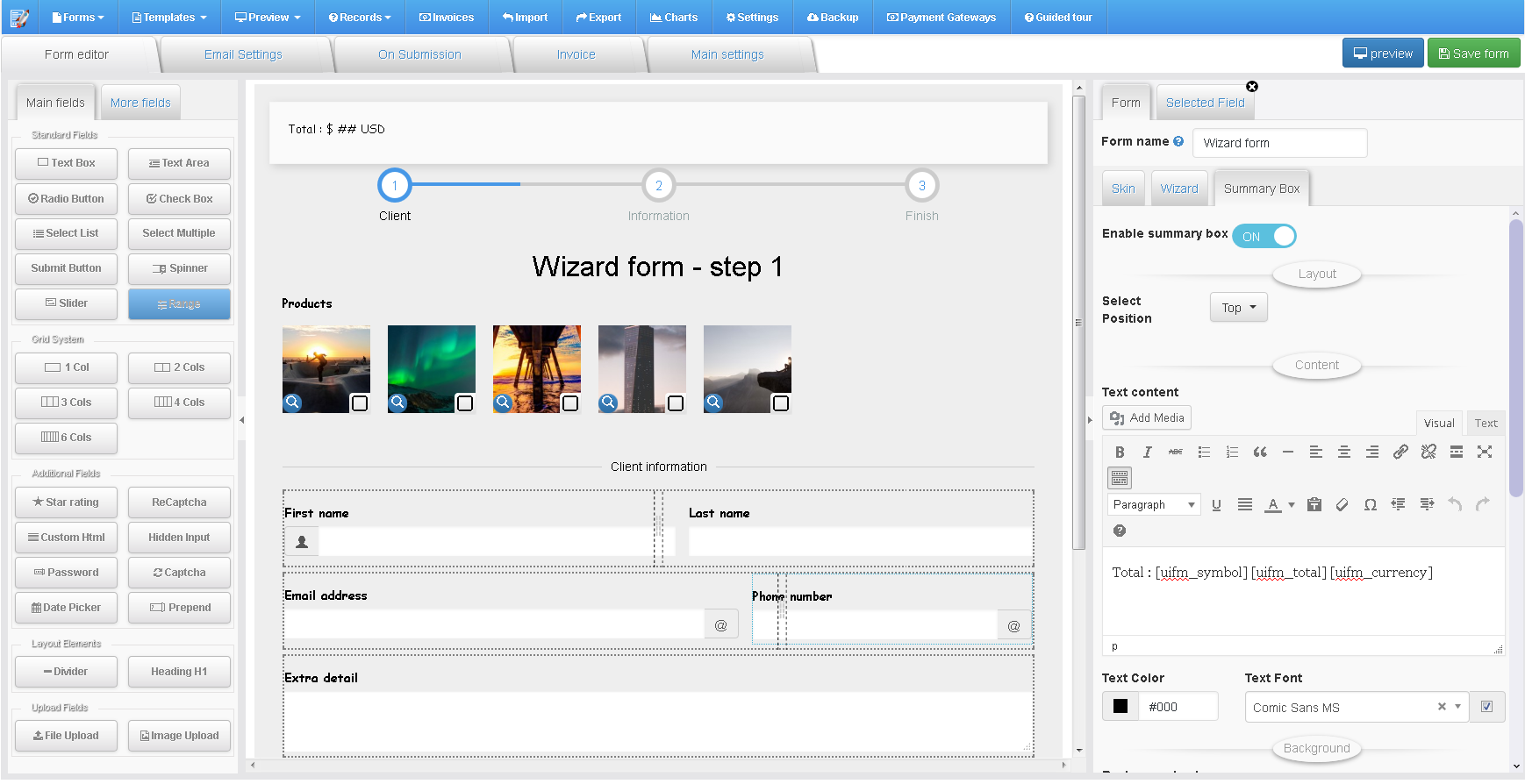 Uiform Wordpress Cost Estimation Payment Form Builder Wordpress Wp Cost Estimation Payment Forms Builder Templates