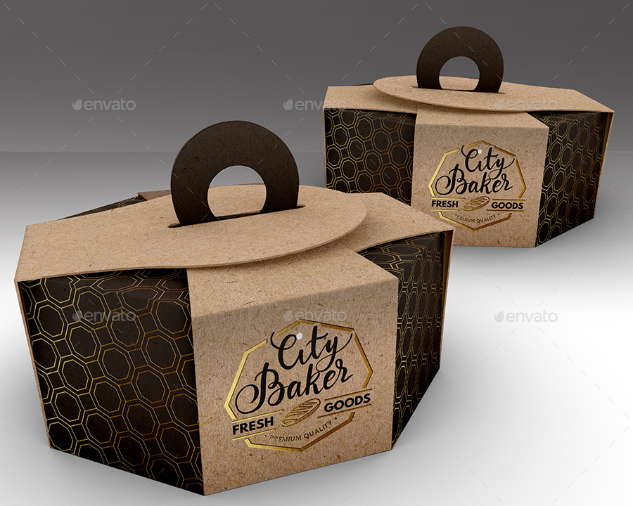 Download Packaging Mock Up Octagon Cake or Pastry Take Out Boxes VOL.3