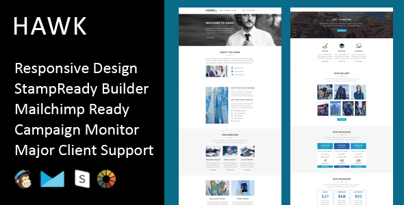 Hawk - Multipurpose Responsive Email Template + Stampready Builder