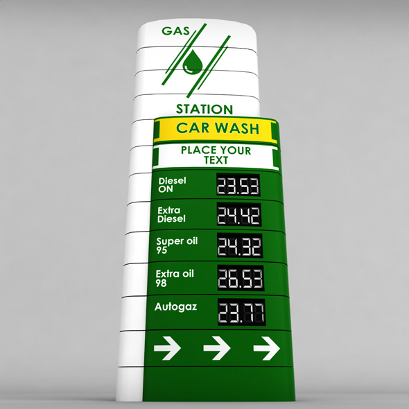 Gas station price sign totem low poly 04 - 3DOcean Item for Sale