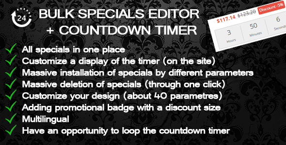 Bulk specials editor + the countdown timer