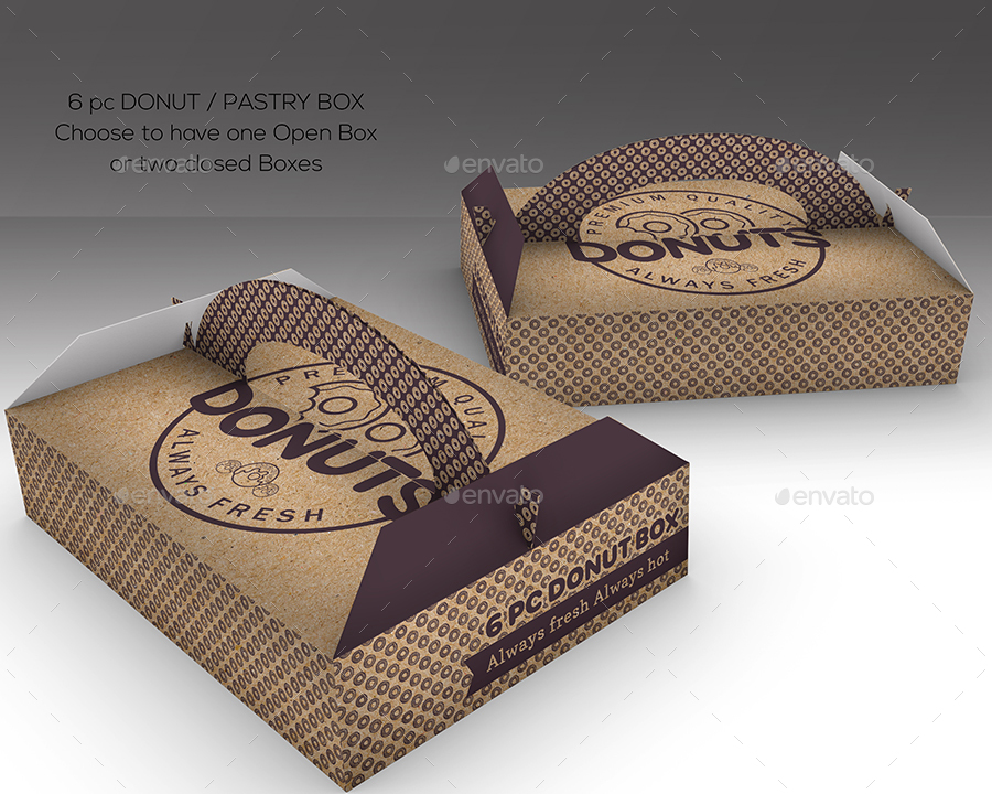 Download Packaging Mock Up Donut or Pastry Take Out Carrier Boxes VOL.4