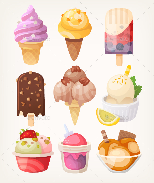 Set of Colorful Ice Cream