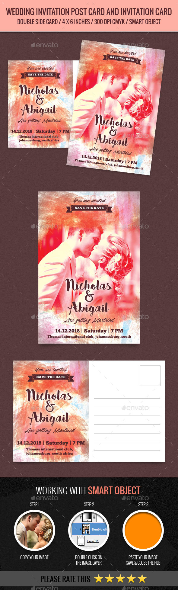 Wedding and Marriage Invitation Post Card