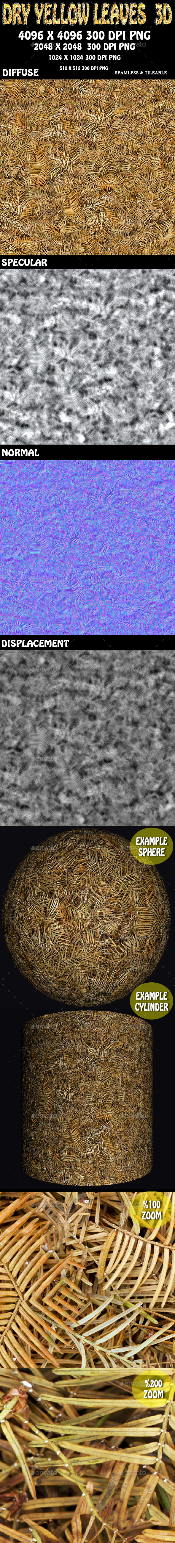 Dry Yellow Leaves 3D - 3DOcean Item for Sale