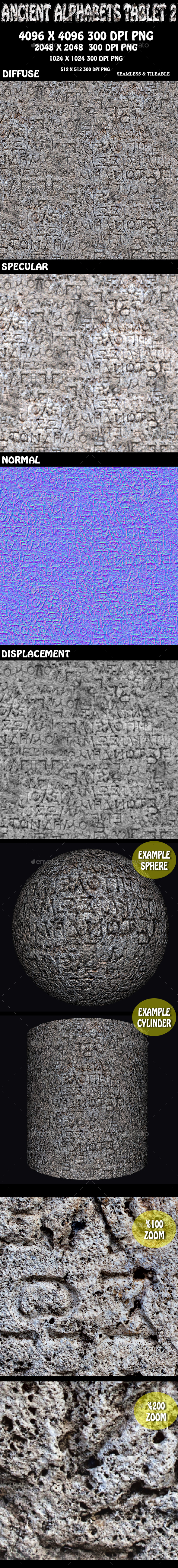 Ancient Alphabet Tablet Stone 3D - 3DOcean Item for Sale