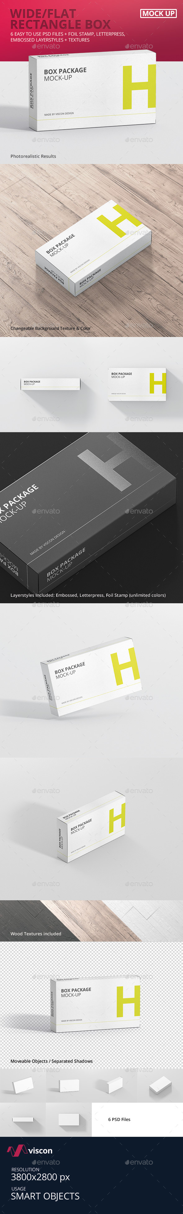 Package Box Mock-Up - Wide / Flat Rectangle