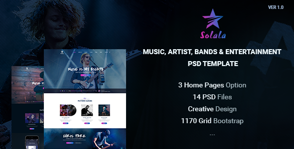 Solala - Music, Artist, Bands & Entertainment PSD template