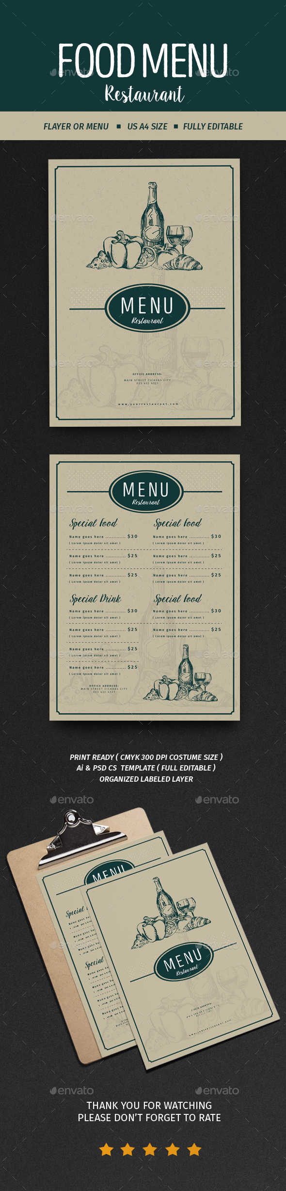 Vintage Menu Restaurant