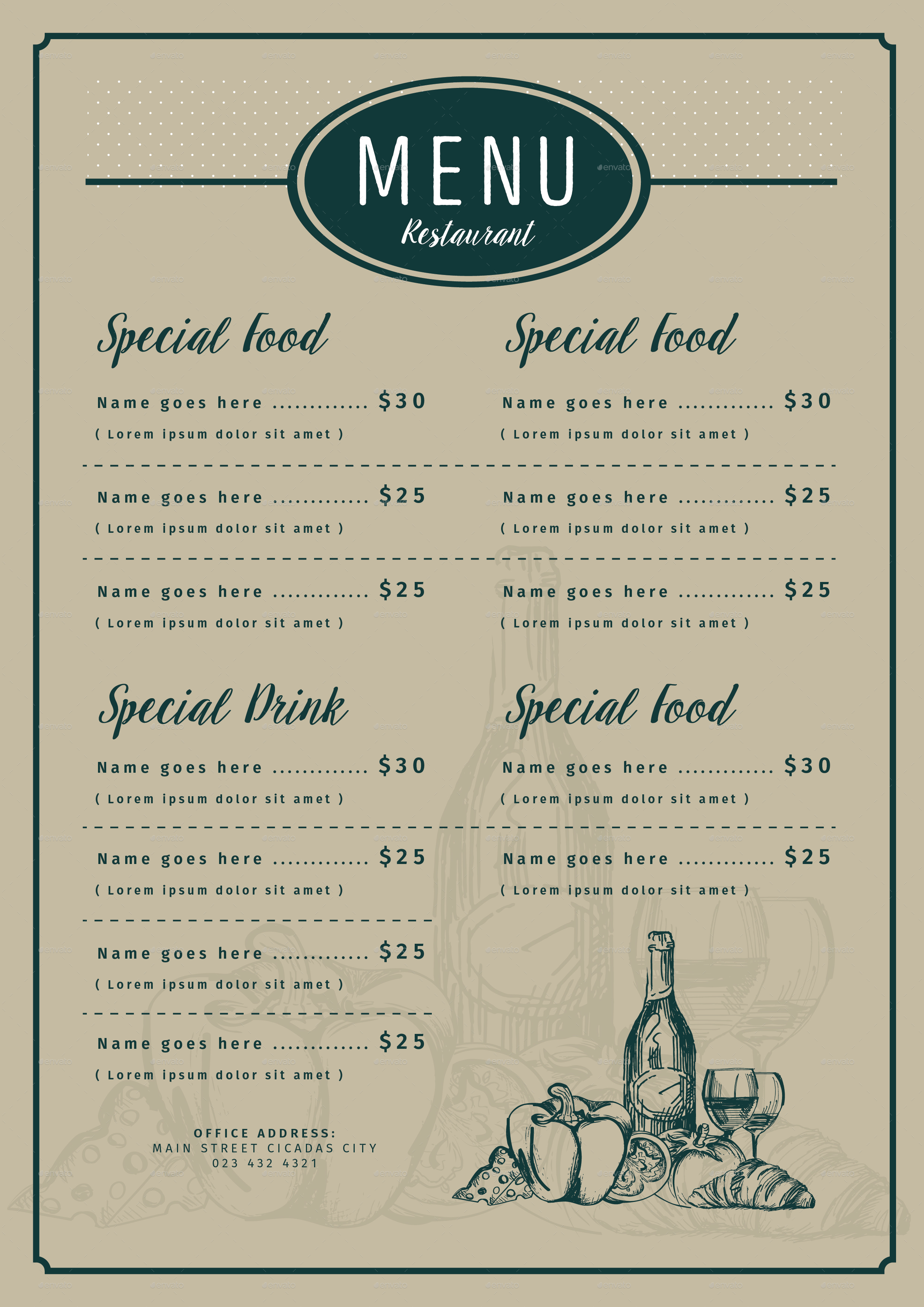 Vintage Menu Restaurant by lilynthesweetpea | GraphicRiver