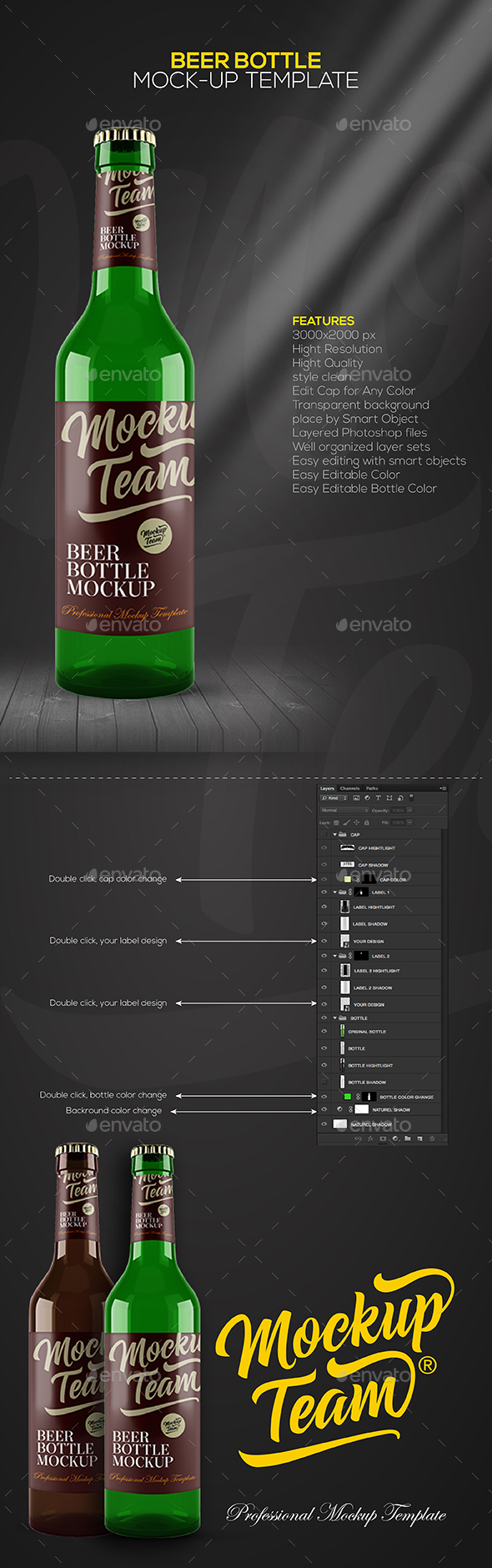 Beer Bottle Mock-up Template