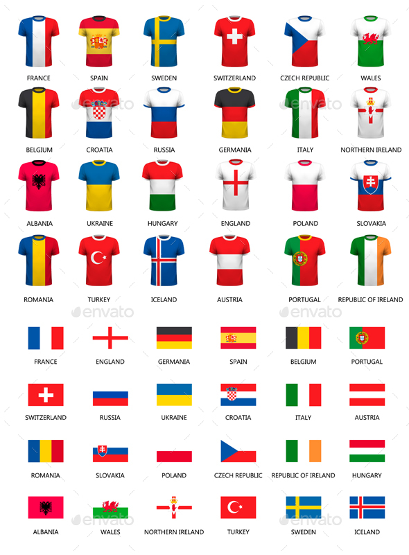 Collection of Various Soccer Jerseys and Flags