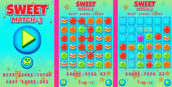 Sweet Match3 - HTML5 Game + Android + AdMob (Capx)