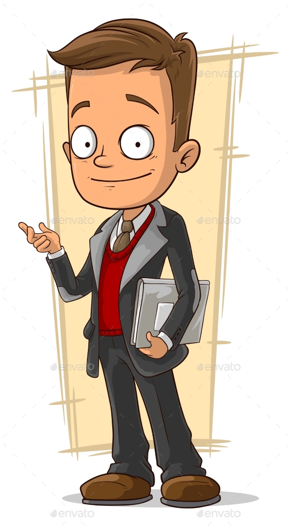 Cartoon Business Man with Document Case