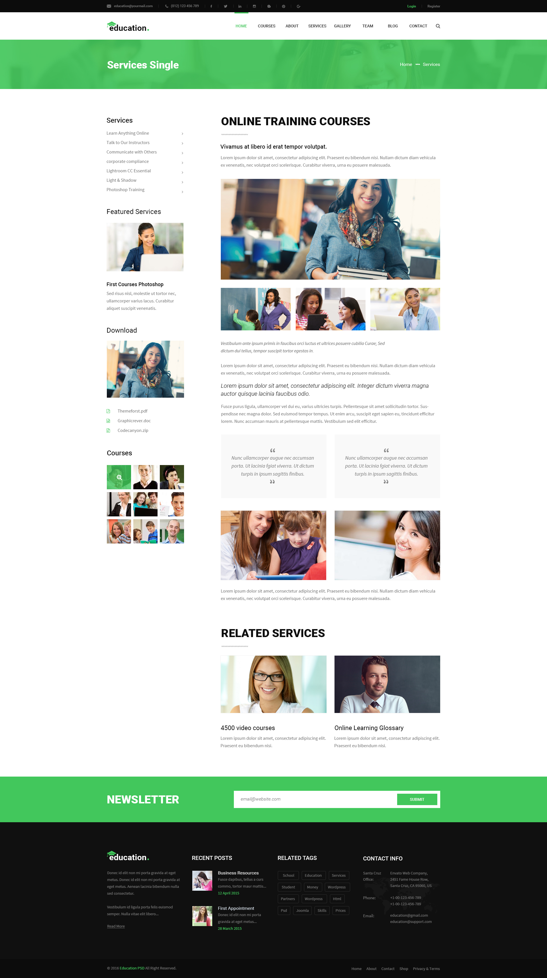 Education - Learning Bootstrap PSD Template - PSD Templates