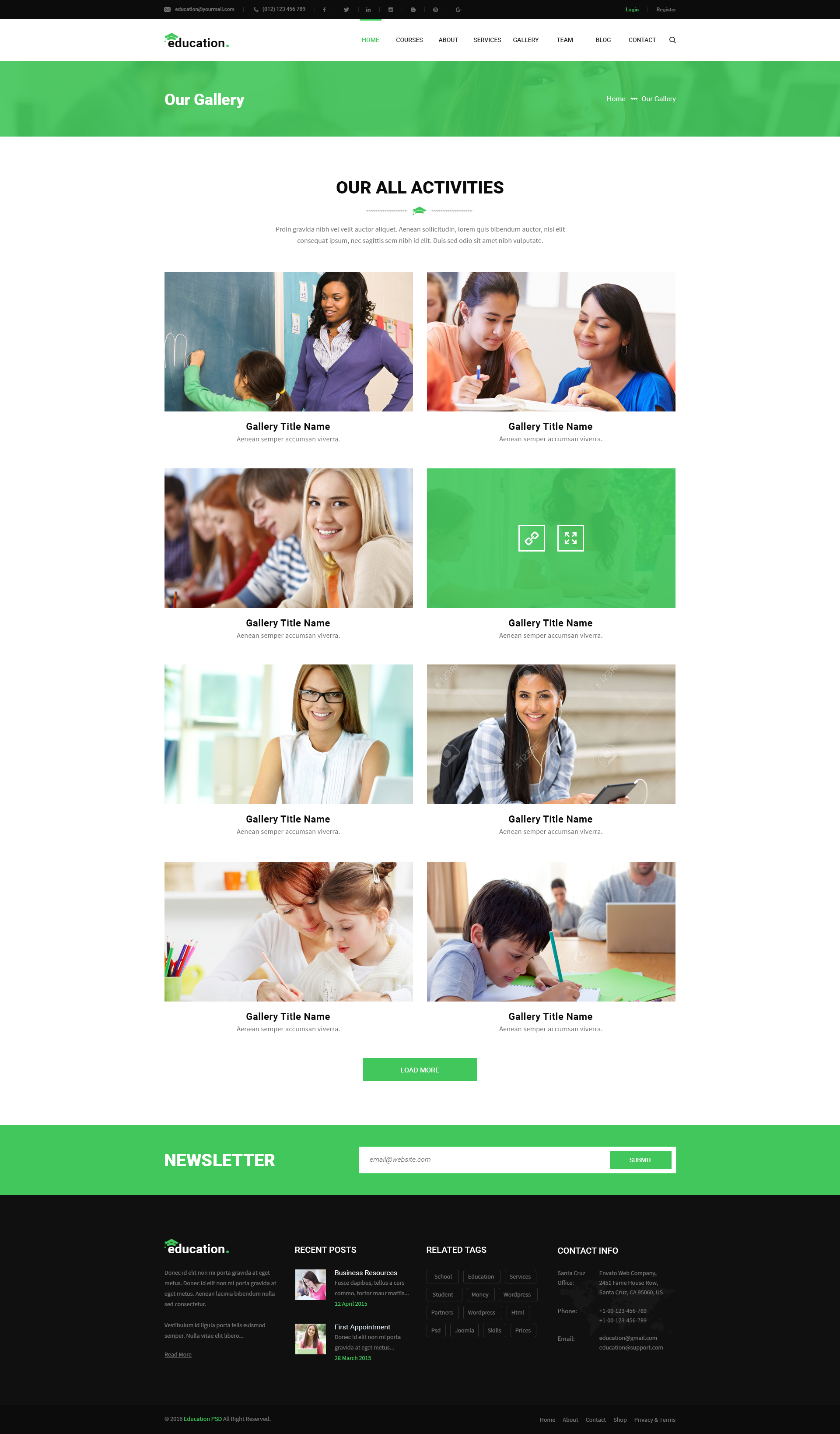 Education - Learning Bootstrap PSD Template - PSD Templates