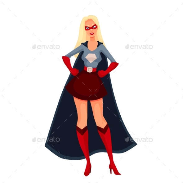 Superhero Woman in Cape and Business Suit