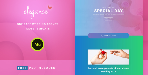 Elegance - One Page Wedding Agency Muse Template