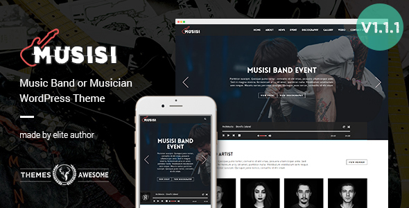 WordPress Themes for Musicians, Bands - Musisi