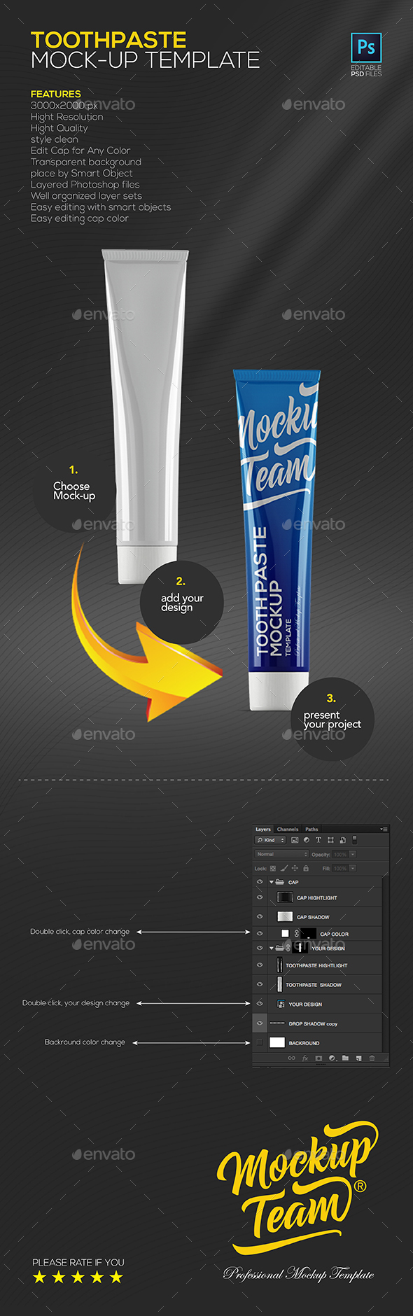 Toothpaste mock-up template
