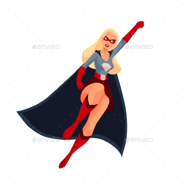 Superhero Woman in Cape and Business Suit