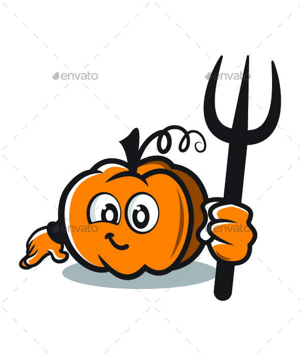 Halloween Pumpkin Holding a Fork