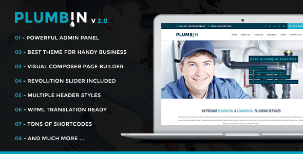 Plumbin - Plumbing Handy Business WordPress Theme