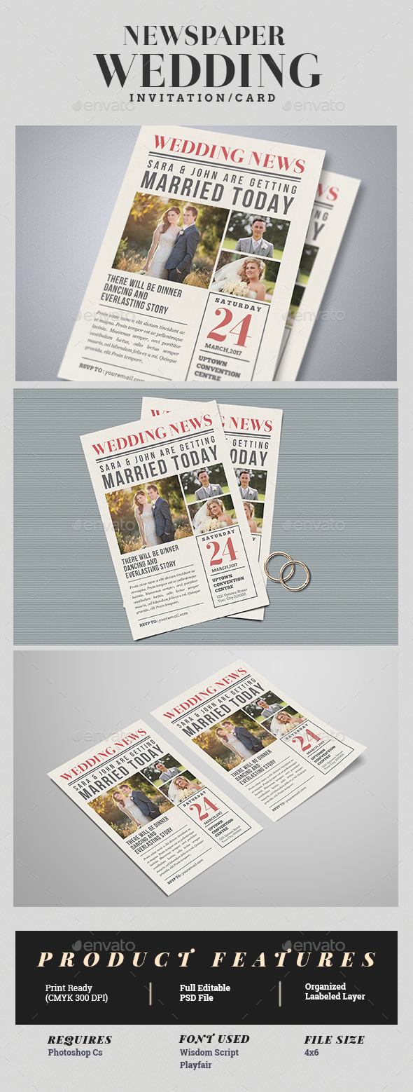 Newspaper Wedding Invitation