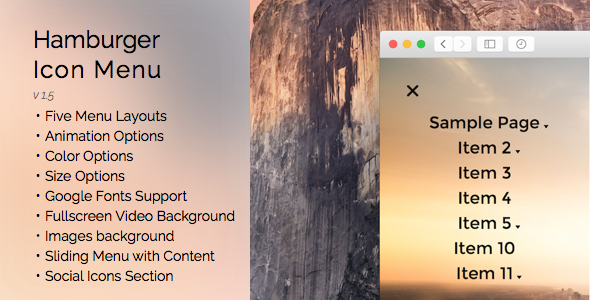 Hamburger Icon Menu - WordPress Plugin