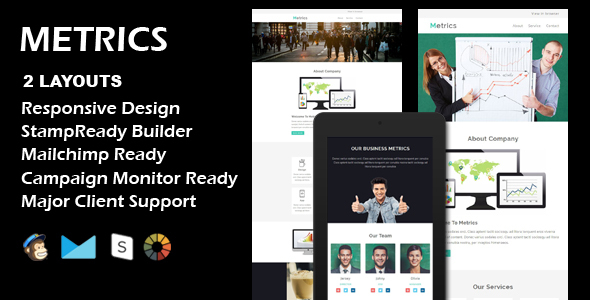 METRICS - Multipurpose Responsive Email Template + Stamp Ready Builder