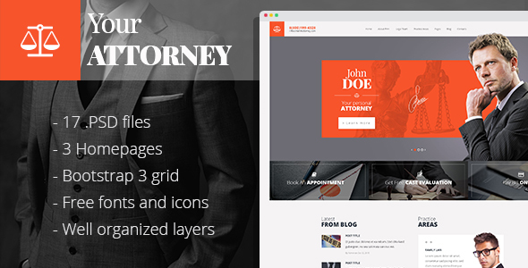 Attorneys - law firm/private lawyer PSD template