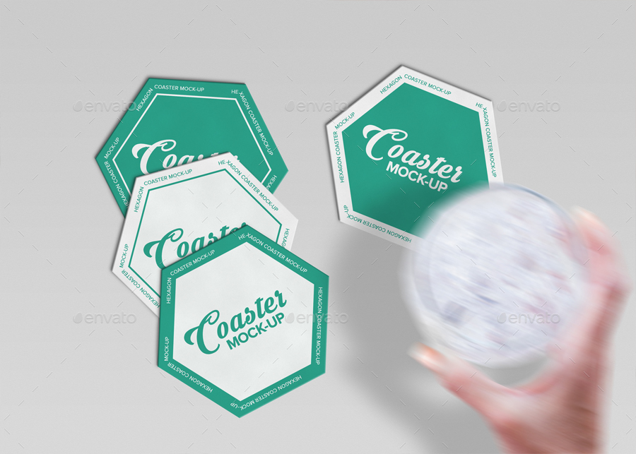 Hexagon Coaster Mock-Up by Trgyon | GraphicRiver