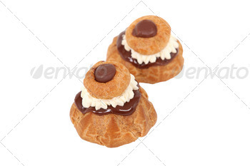 Cream puffs isolated on white background