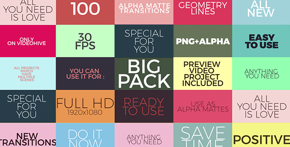 VideoHive 100 Alpha Mattes Transitions 17441040 VideoHive 100 Alpha Mattes Transitions 17441040