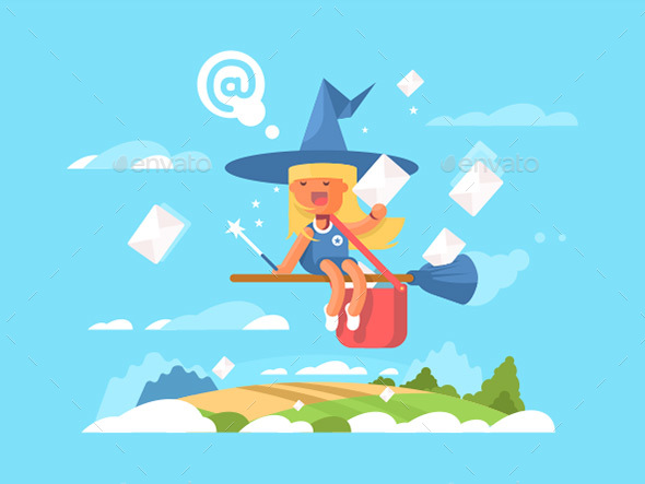 Postal Fairy on a Broom