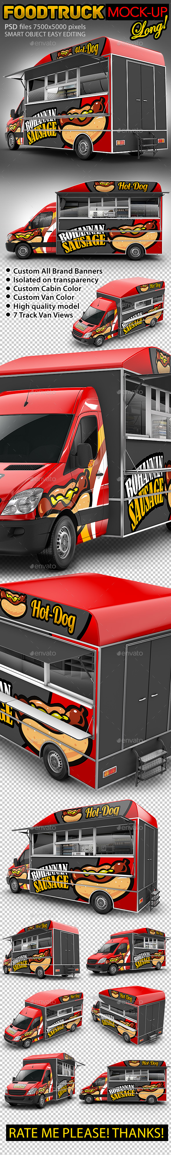 Food Truck Hod-Dog Mock-Up. Van eatery mockup