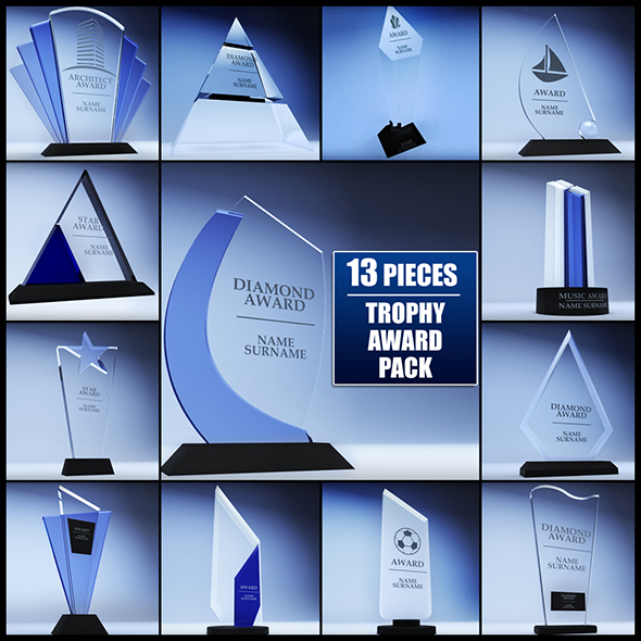 Trophy award cup low poly pack - 3DOcean Item for Sale