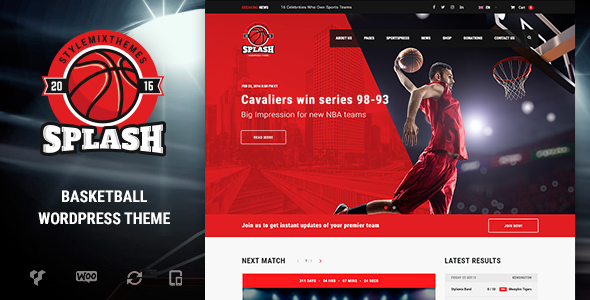 Splash - Basketball, Sports WordPress Theme