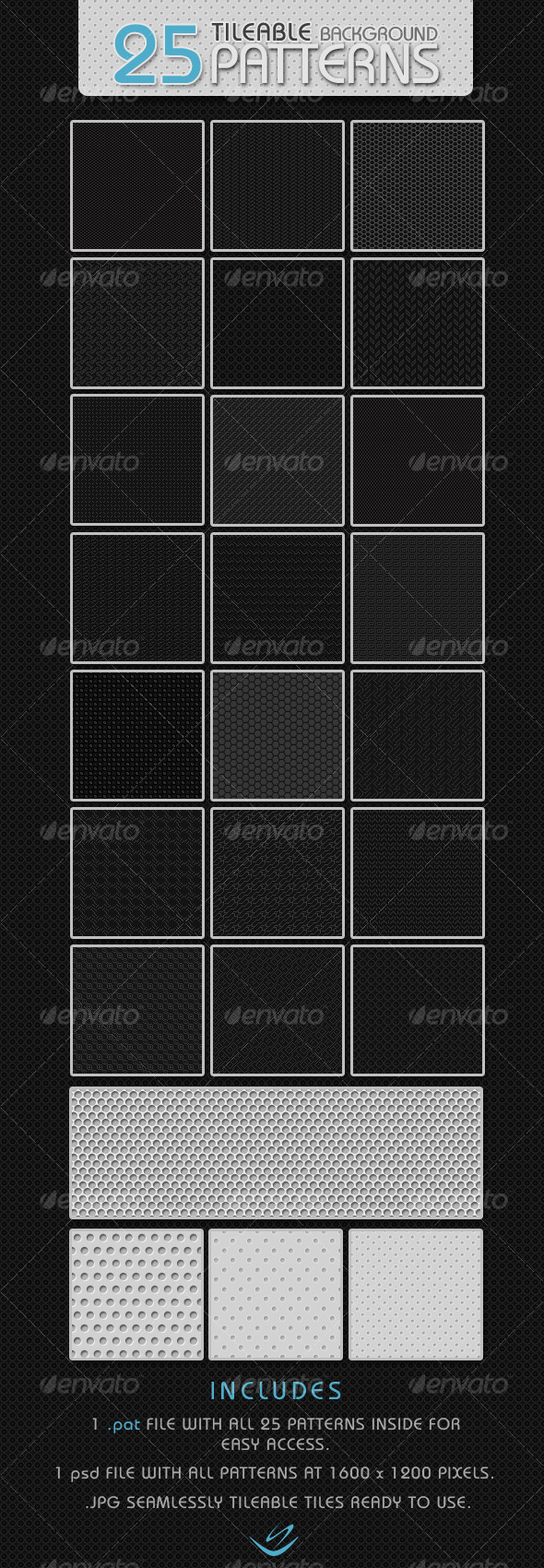 25 Tileable Background Patterns - Textures / Fills / Patterns Photoshop