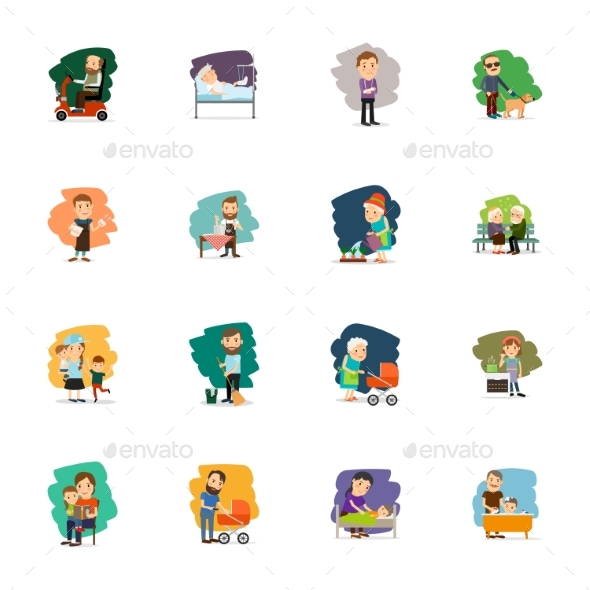 Different People Characters Icons Set