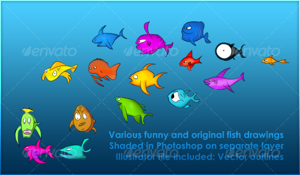 Various fish drawings Various fish drawings