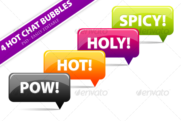 4 Clean n Vibrant Chat Bubbles Pack PSD Vector 4 Clean n Vibrant Chat Bubbles Pack PSD Vector