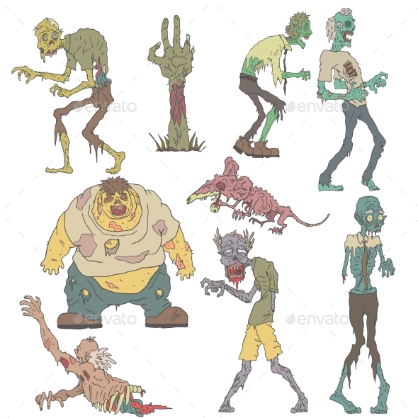 Creepy Zombies Outlined Drawings