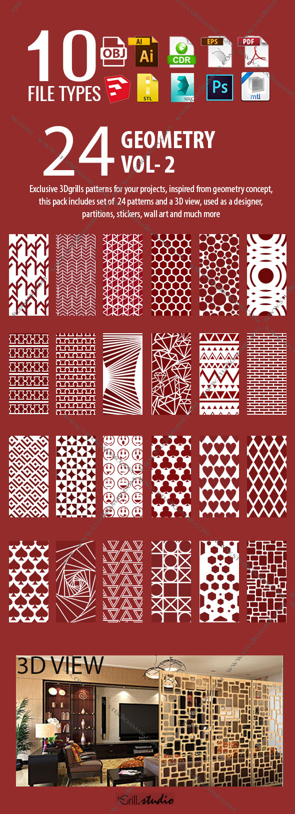 3D GRILL PARTITIONS ( VOL-02) - 3DOcean Item for Sale
