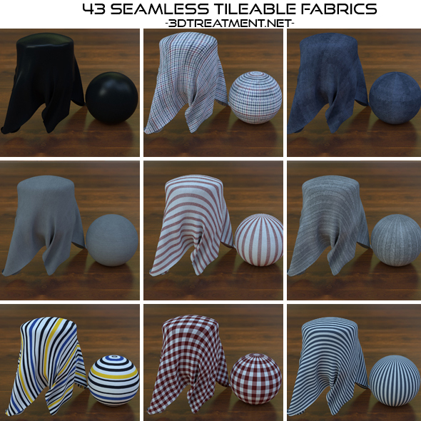 43 Seamless Tileable Fabric Shaders - 3DOcean Item for Sale