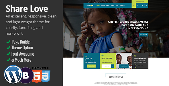 Charity ShareLove Non Profit WordPress Theme