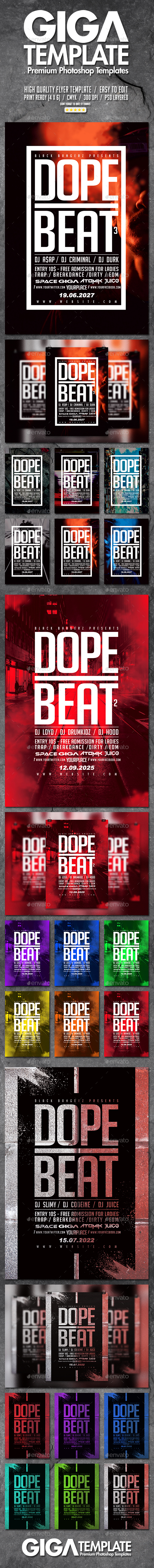 Dope Beat Bundle | Premium Urban Futuristic Flyer PSD Template