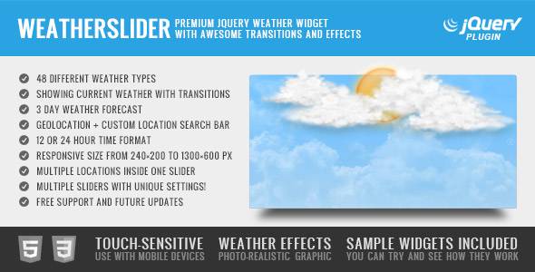 WeatherSlider Premium jQuery Weather Widget